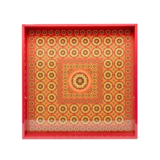 Sensual Sandalwood Lacquerware Square Tray B 30cmL x 30cmW x 5.5cmH - Spa Ceylon Sri Lanka