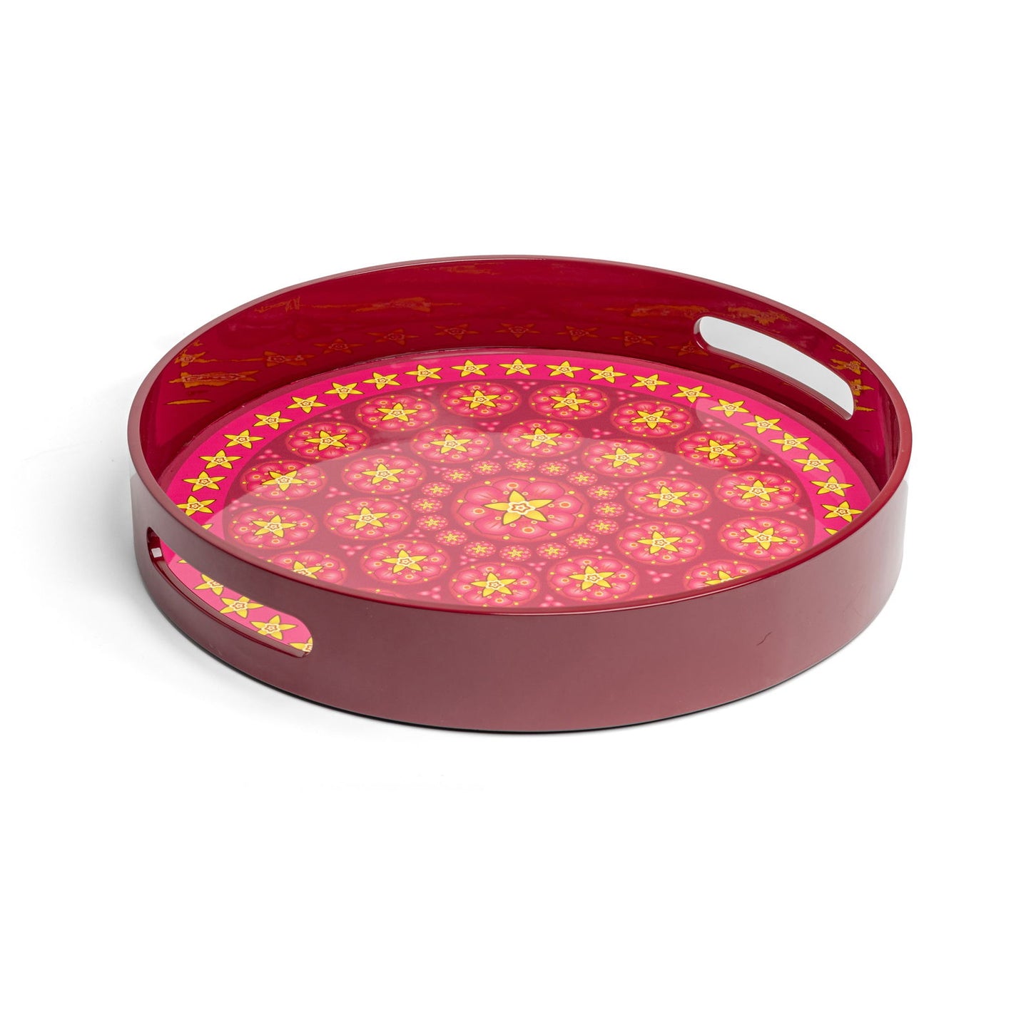 Vanilla Rose Lacquerware Circle Tray A 35cmD x 5.5cmH - Spa Ceylon Sri Lanka