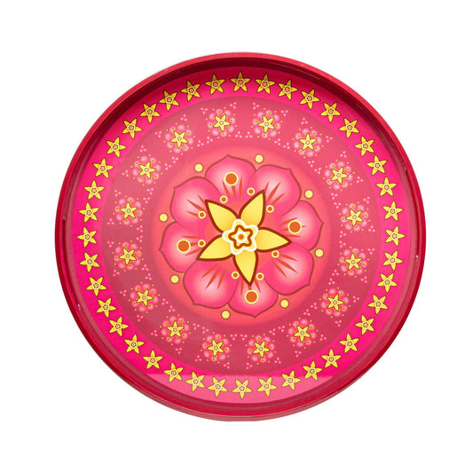 Vanilla Rose Lacquerware Circle Tray B 35cmD x 5.5cmH - Spa Ceylon Sri Lanka