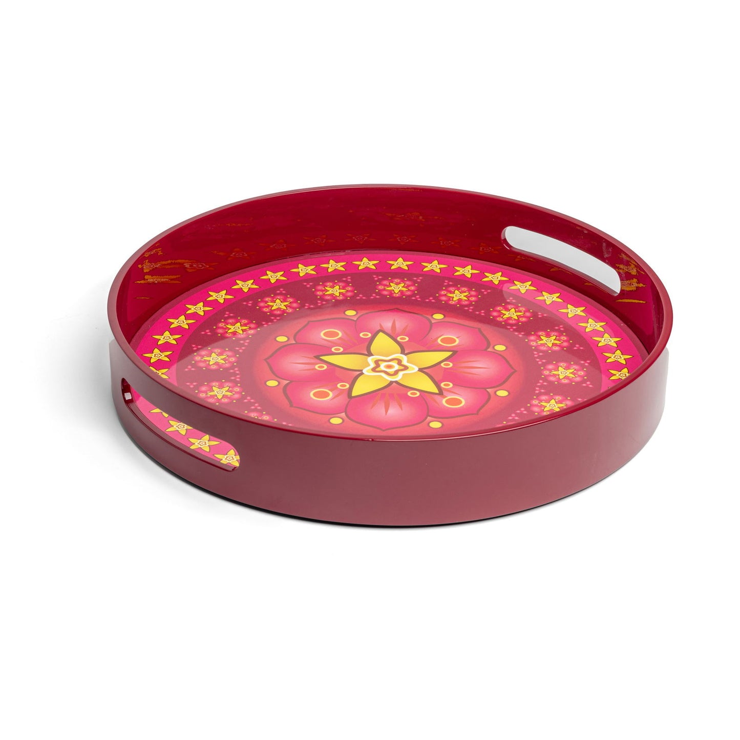 Vanilla Rose Lacquerware Circle Tray B 35cmD x 5.5cmH - Spa Ceylon Sri Lanka