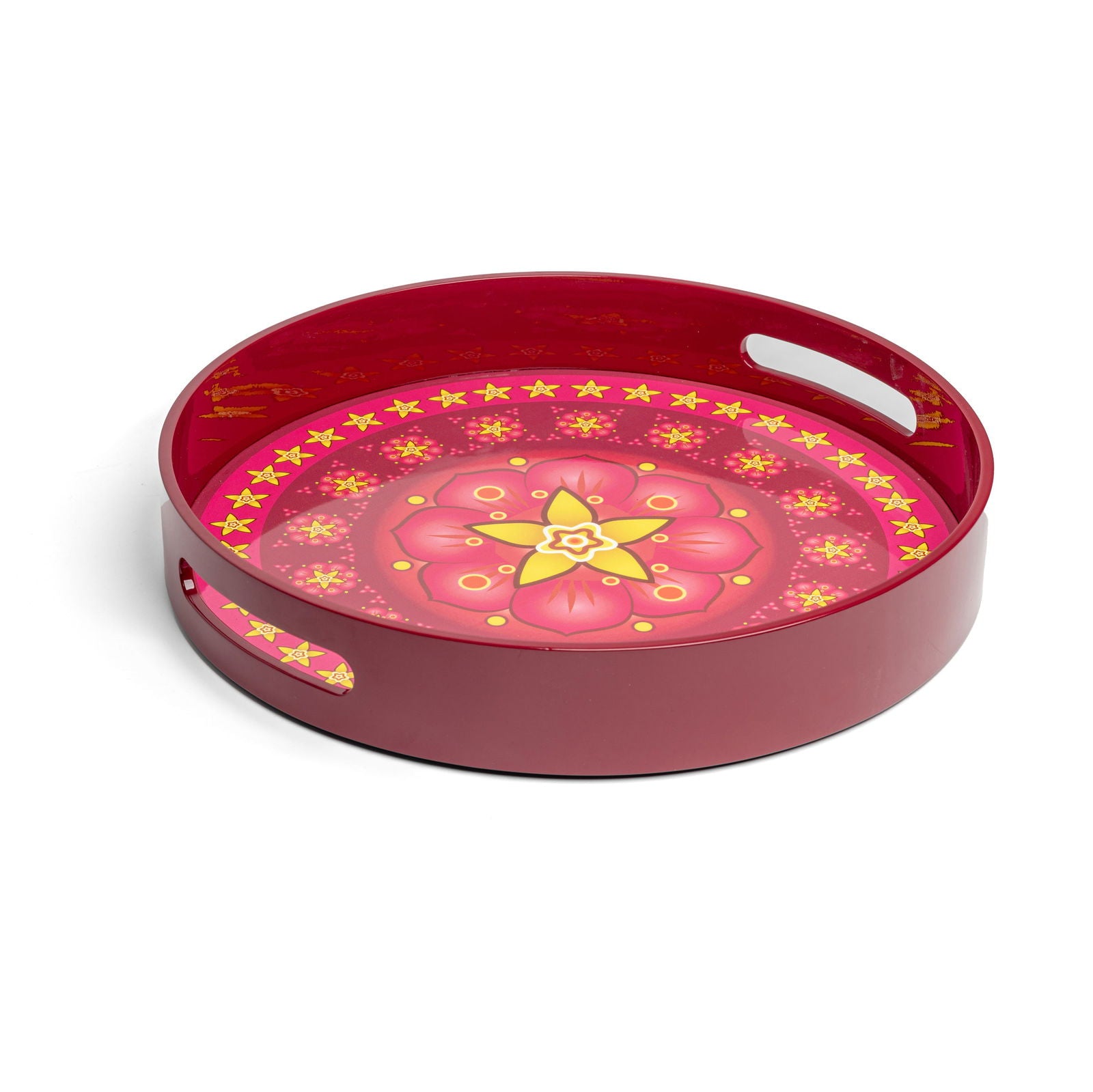 Vanilla Rose Lacquerware Circle Tray B 35cmD x 5.5cmH - Spa Ceylon Sri Lanka