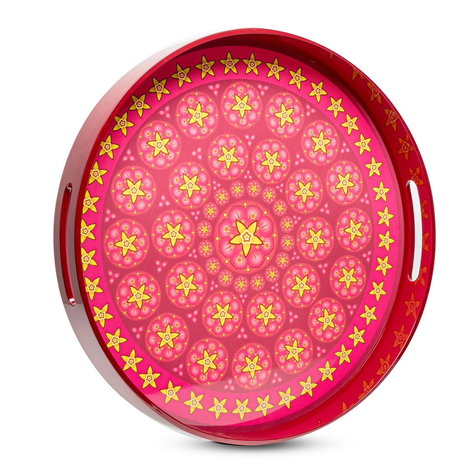 Vanilla Rose Lacquerware Circle Tray B 42cmD x 5.5cmH - Spa Ceylon Sri Lanka