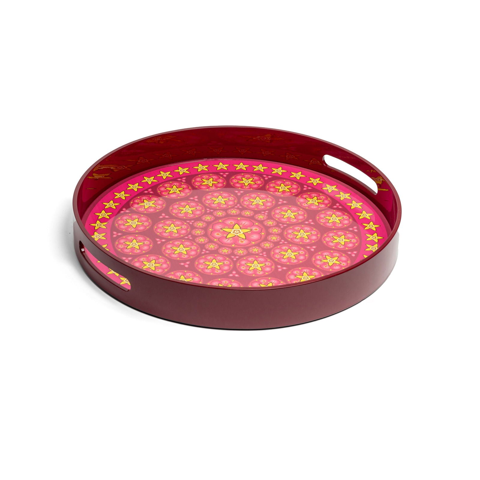 Vanilla Rose Lacquerware Circle Tray B 42cmD x 5.5cmH - Spa Ceylon Sri Lanka