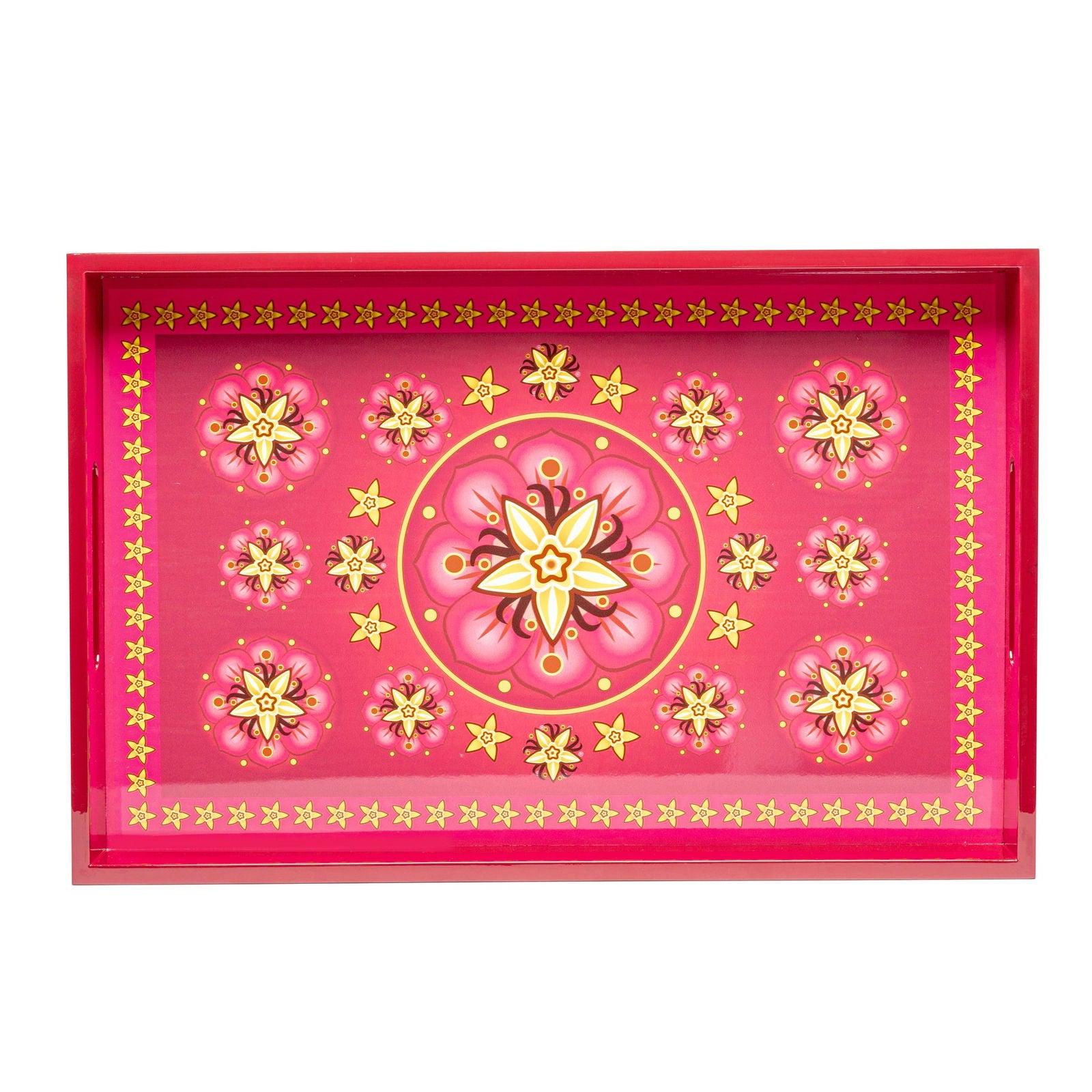 Vanilla Rose Lacquerware Rectangle Tray A 46cmL x 30cmW x 5.5cmH - Spa Ceylon Sri Lanka