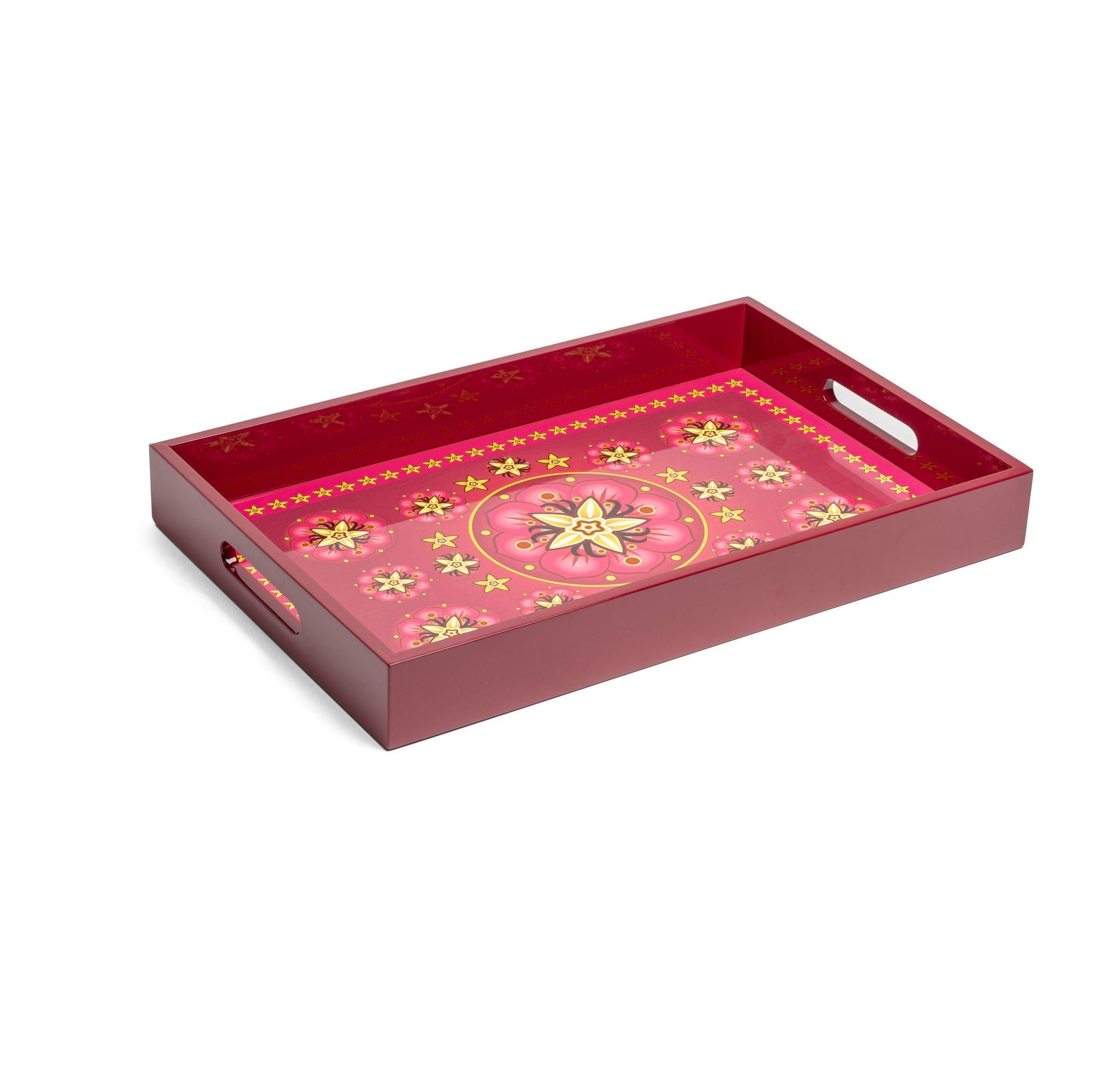 Vanilla Rose Lacquerware Rectangle Tray A 46cmL x 30cmW x 5.5cmH - Spa Ceylon Sri Lanka