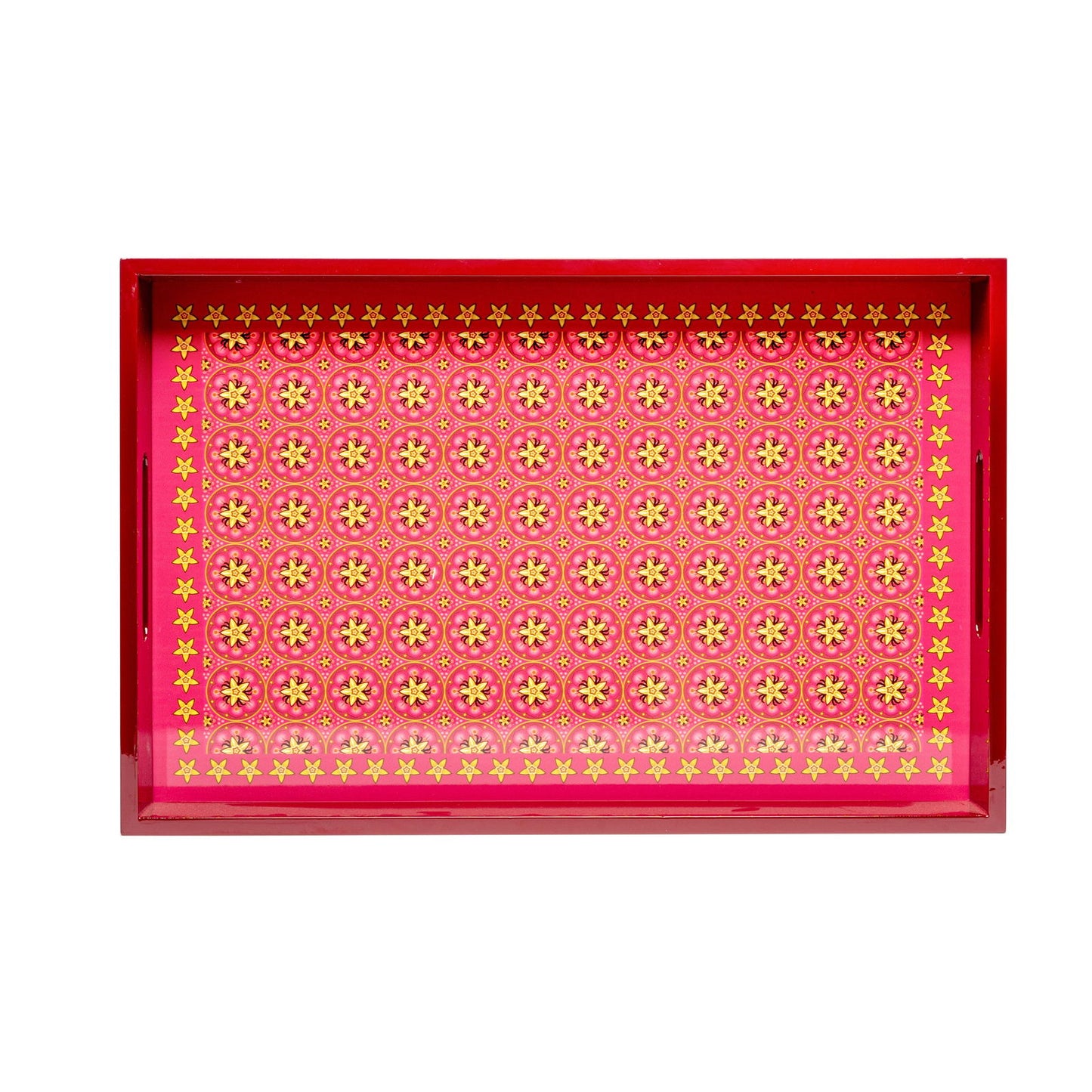 Vanilla Rose Lacquerware Rectangle Tray B 46cmL x 30cmW x 5.5cmH - Spa Ceylon Sri Lanka