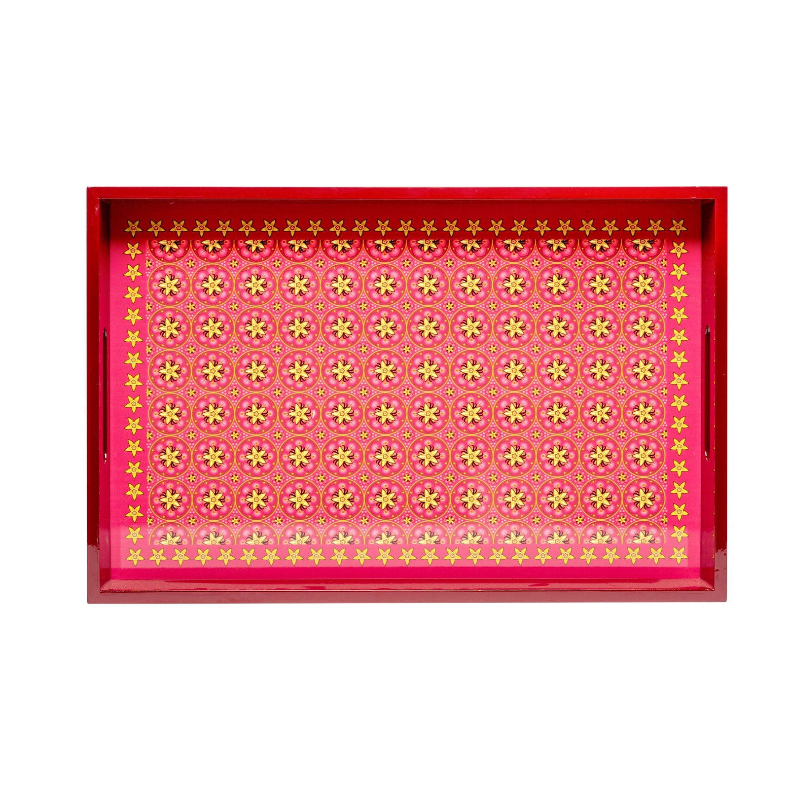 Vanilla Rose Lacquerware Rectangle Tray B 46cmL x 30cmW x 5.5cmH - Spa Ceylon Sri Lanka