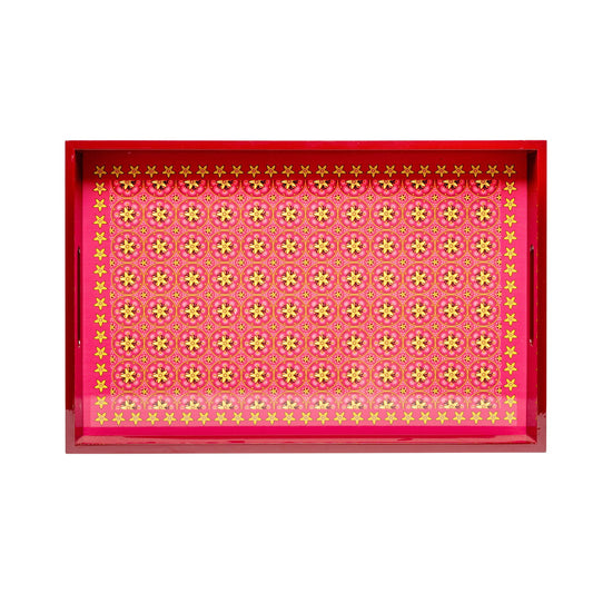 Vanilla Rose Lacquerware Rectangle Tray B 46cmL x 30cmW x 5.5cmH - Spa Ceylon Sri Lanka