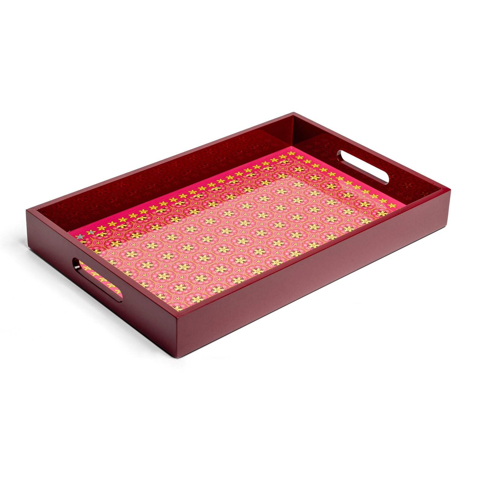 Vanilla Rose Lacquerware Rectangle Tray B 46cmL x 30cmW x 5.5cmH - Spa Ceylon Sri Lanka