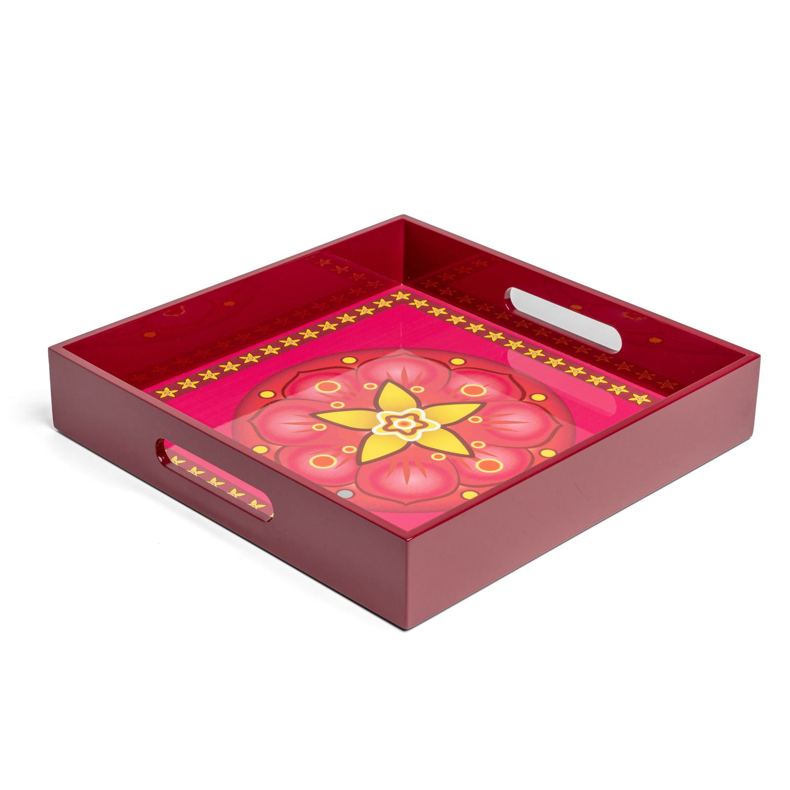 Vanilla Rose Lacquerware Square Tray A 30cmL x 30cmW x 5.5cmH - Spa Ceylon Sri Lanka