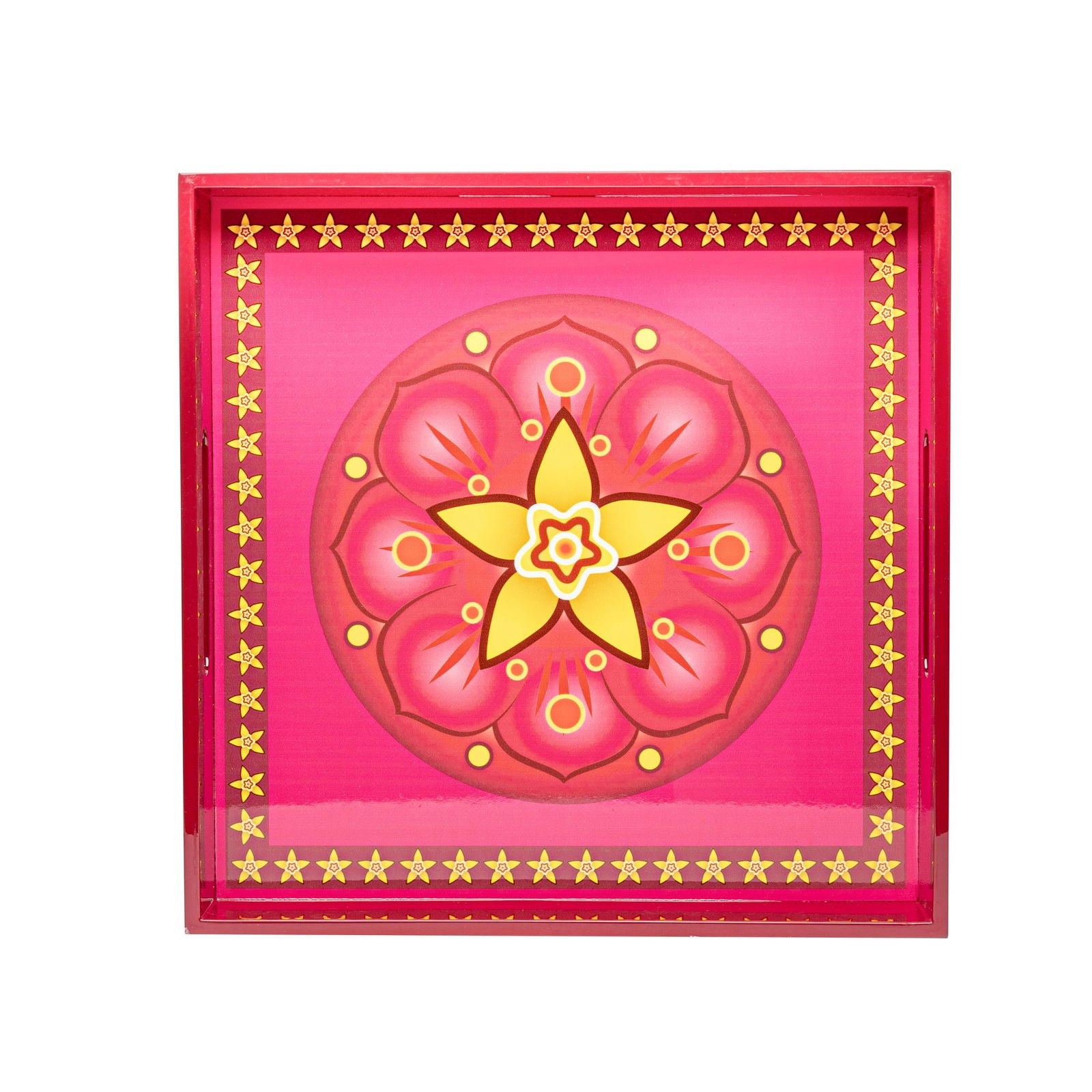 Vanilla Rose Lacquerware Square Tray A 45cmL x 45cmW x 5.5cmH - Spa Ceylon Sri Lanka