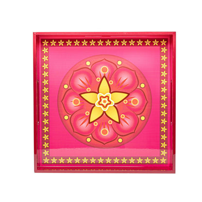 Vanilla Rose Lacquerware Square Tray A 45cmL x 45cmW x 5.5cmH - Spa Ceylon Sri Lanka