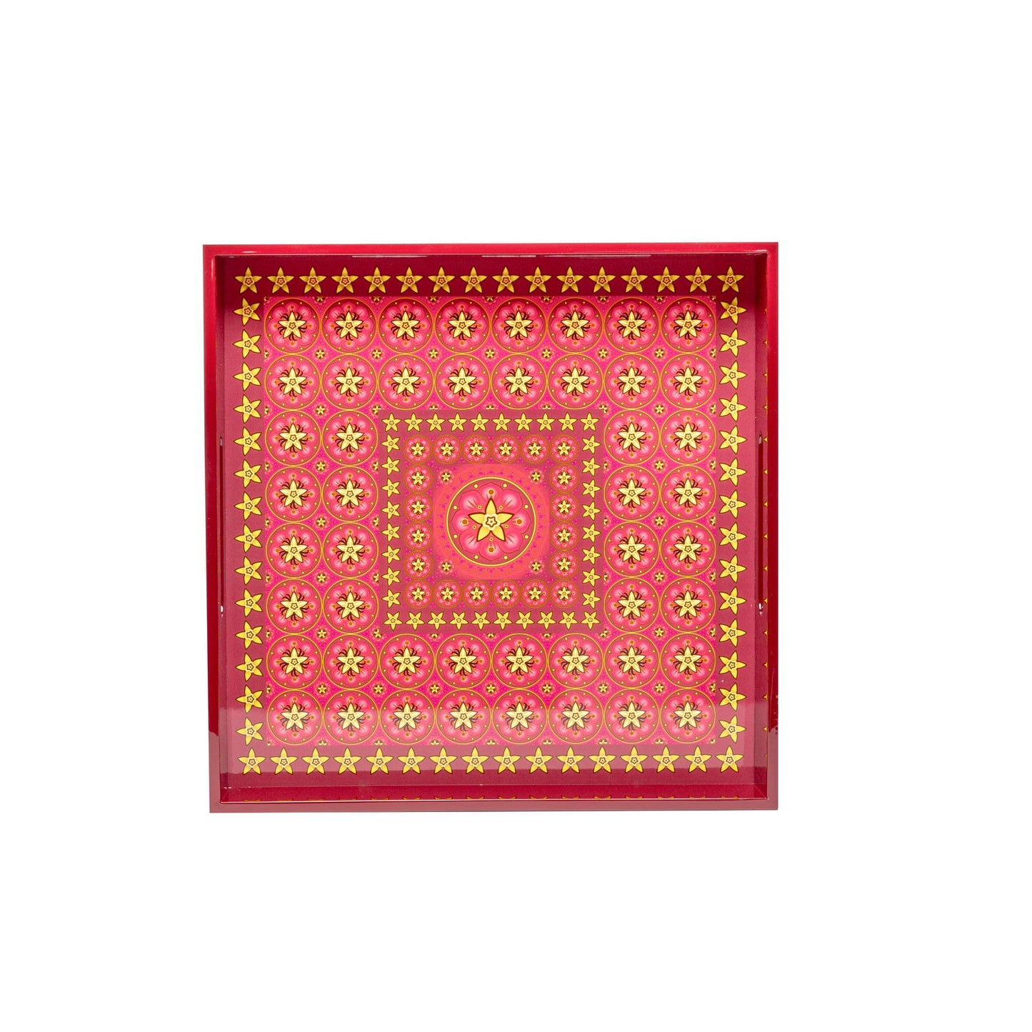 Vanilla Rose Lacquerware Square Tray B 30cmL x 30cmW x 5.5cmH - Spa Ceylon Sri Lanka