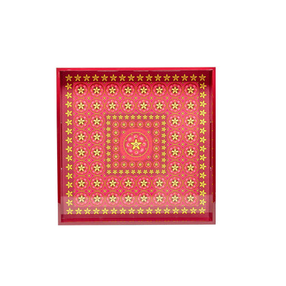 Vanilla Rose Lacquerware Square Tray B 30cmL x 30cmW x 5.5cmH - Spa Ceylon Sri Lanka