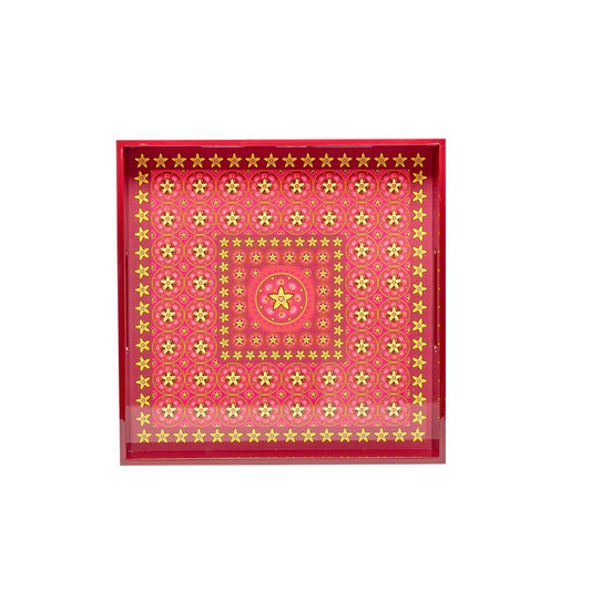 Vanilla Rose Lacquerware Square Tray B 30cmL x 30cmW x 5.5cmH - Spa Ceylon Sri Lanka