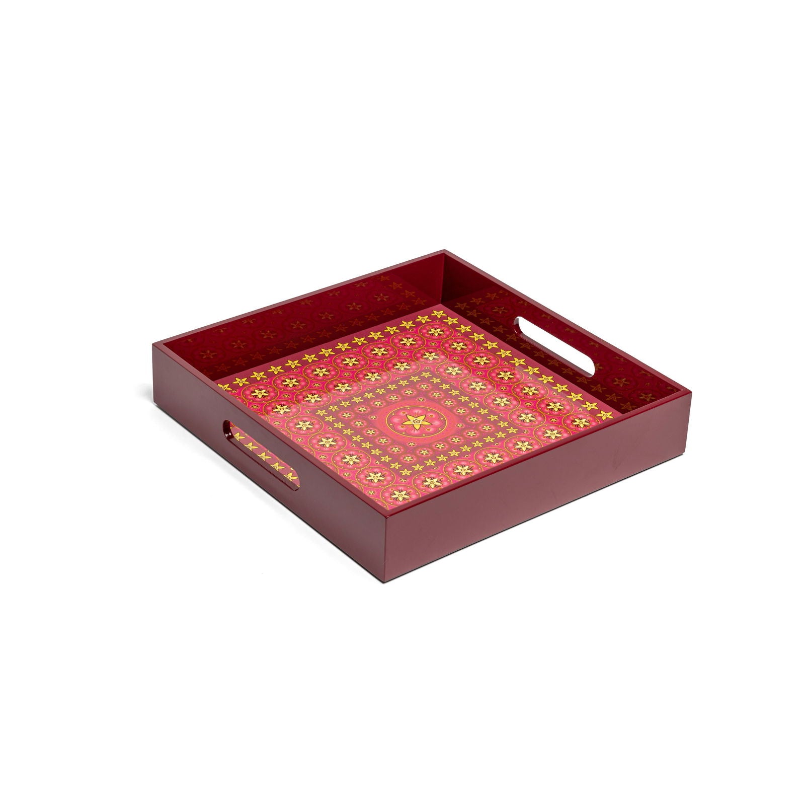 Vanilla Rose Lacquerware Square Tray B 30cmL x 30cmW x 5.5cmH - Spa Ceylon Sri Lanka
