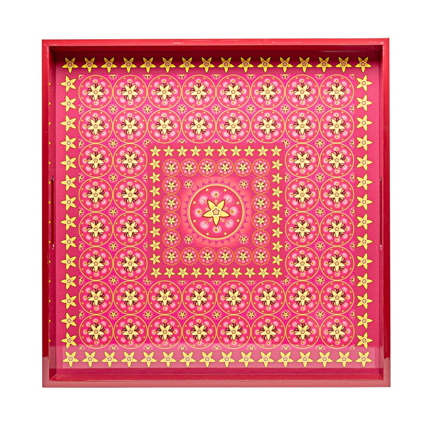 Vanilla Rose Lacquerware Square Tray B 45cmL x 45cmW x 5.5cmH - Spa Ceylon Sri Lanka