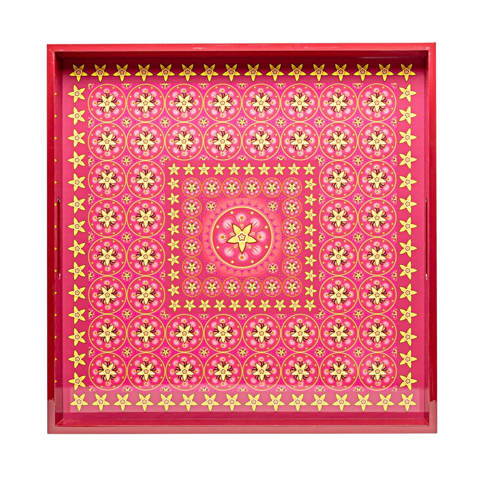 Vanilla Rose Lacquerware Square Tray B 45cmL x 45cmW x 5.5cmH - Spa Ceylon Sri Lanka