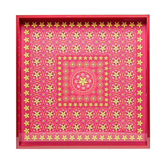 Vanilla Rose Lacquerware Square Tray B 45cmL x 45cmW x 5.5cmH - Spa Ceylon Sri Lanka
