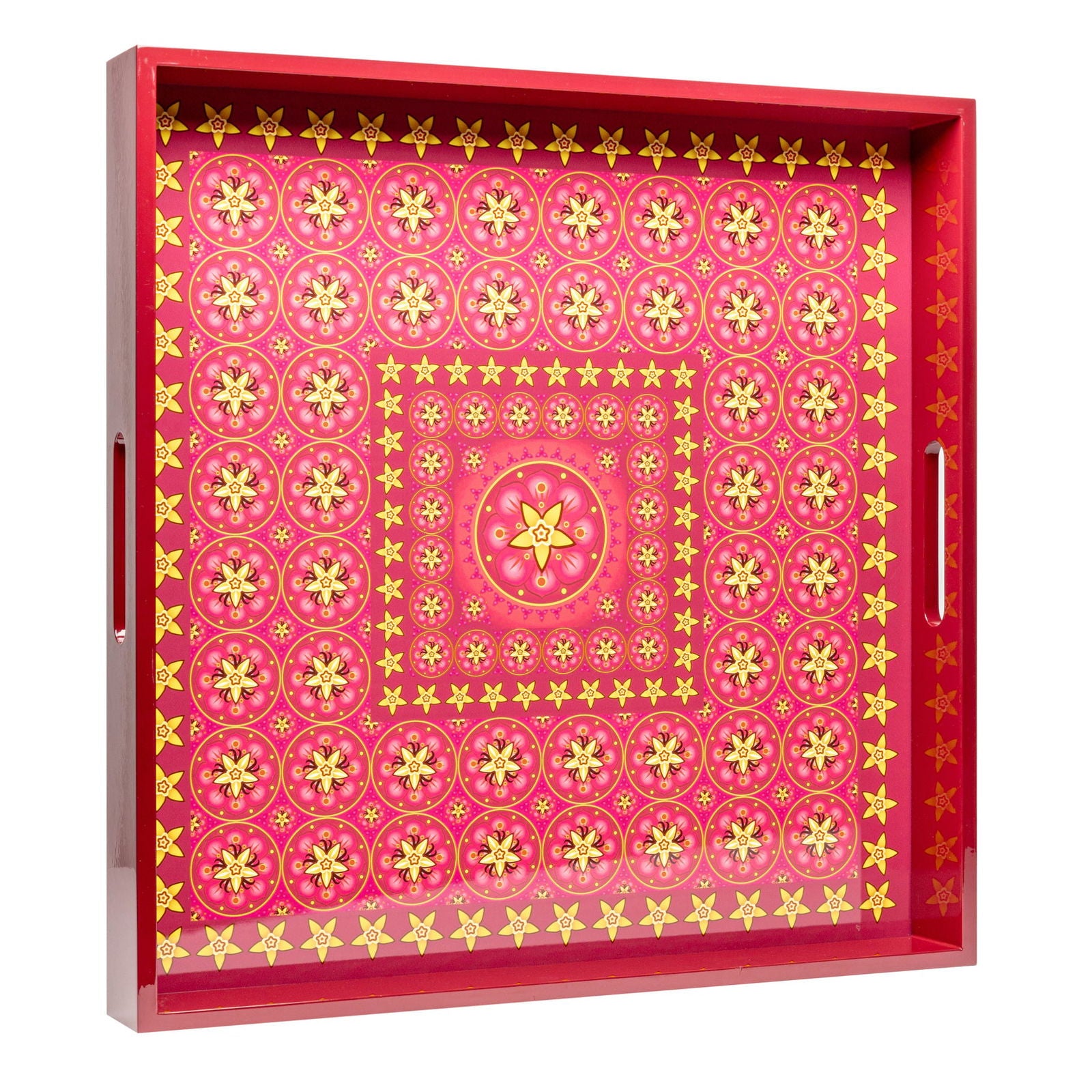 Vanilla Rose Lacquerware Square Tray B 45cmL x 45cmW x 5.5cmH - Spa Ceylon Sri Lanka