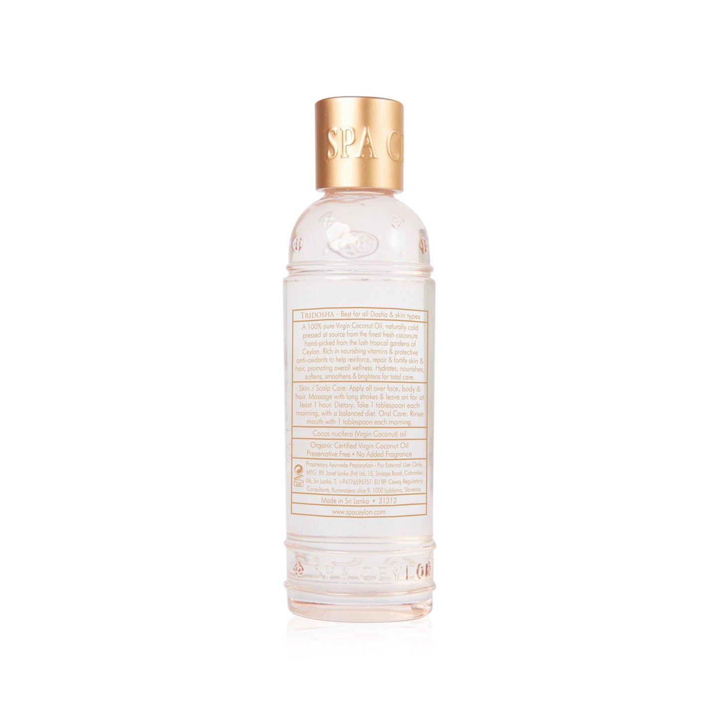 Virgin Coconut - Pure & Natural Organic Oil 100ml - Spa Ceylon Sri Lanka