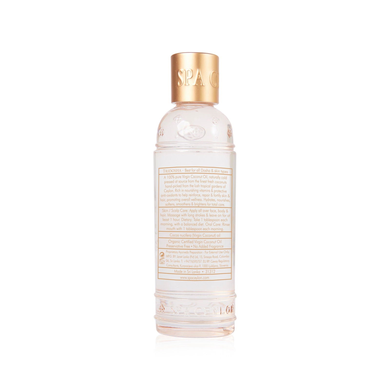 Virgin Coconut - Pure & Natural Organic Oil 100ml - Spa Ceylon Sri Lanka